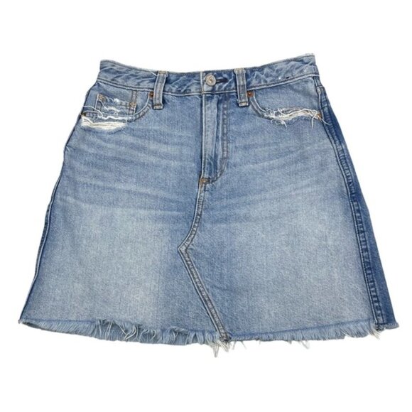 ABERCROMBIE & FITCH Zoe Natural Rise Vintage A-Line Denim Skirt Sz 00 - Picture 2 of 4